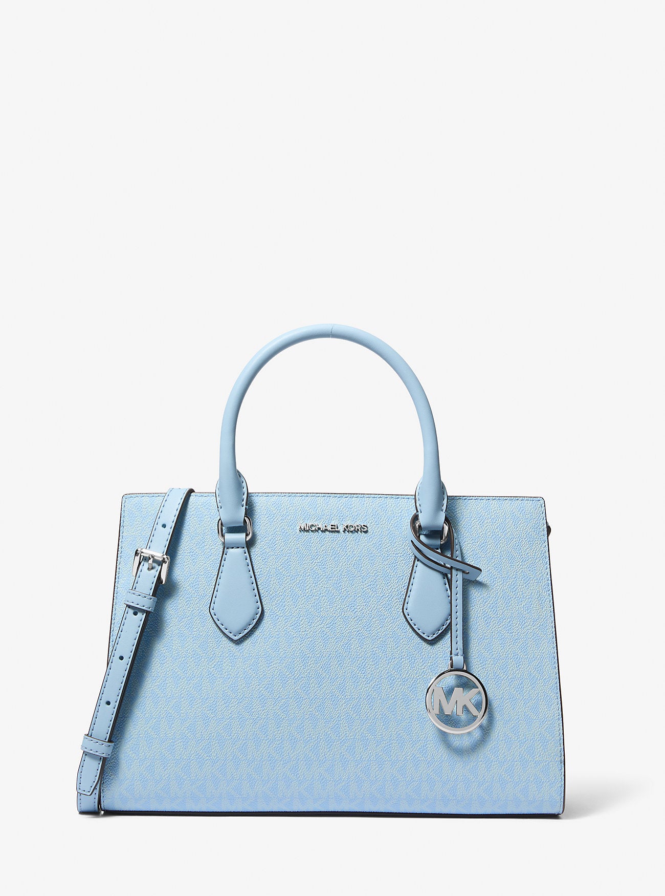 Sheila Medium Signature Logo Satchel Light Sky Light Sky