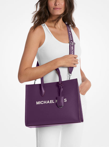 Mirella Medium Pebbled Leather Tote Bag Purple Purple