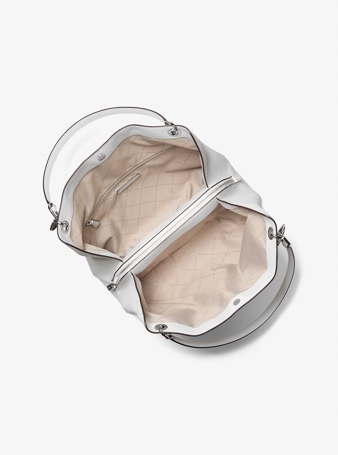 Christina Large Pebbled Leather Shoulder Bag Optic White Optic White