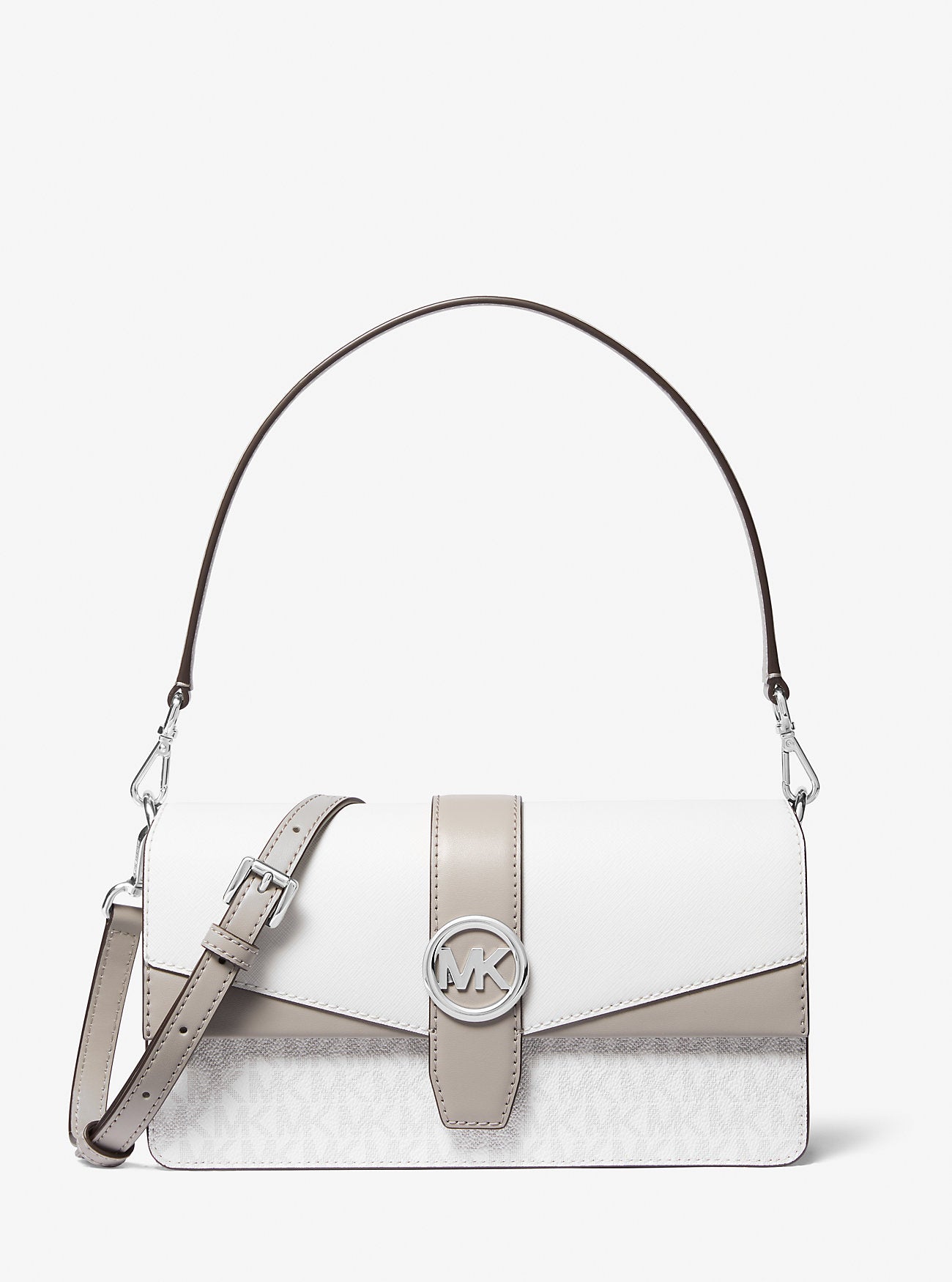 Greenwich Medium Signature Logo Convertible Shoulder Bag Optic White Optic White