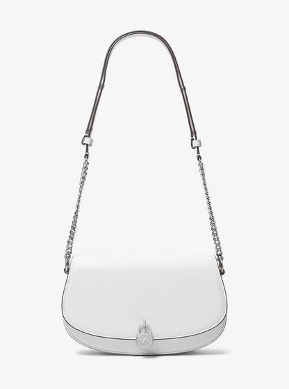 Mila Medium Leather Messenger Bag Optic White Optic White