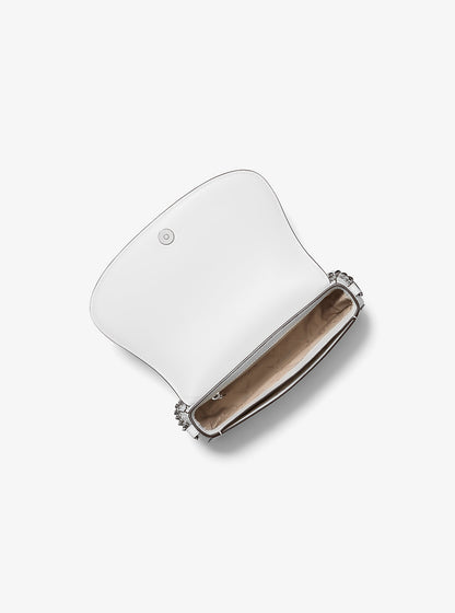 Mila Medium Leather Messenger Bag Optic White Optic White