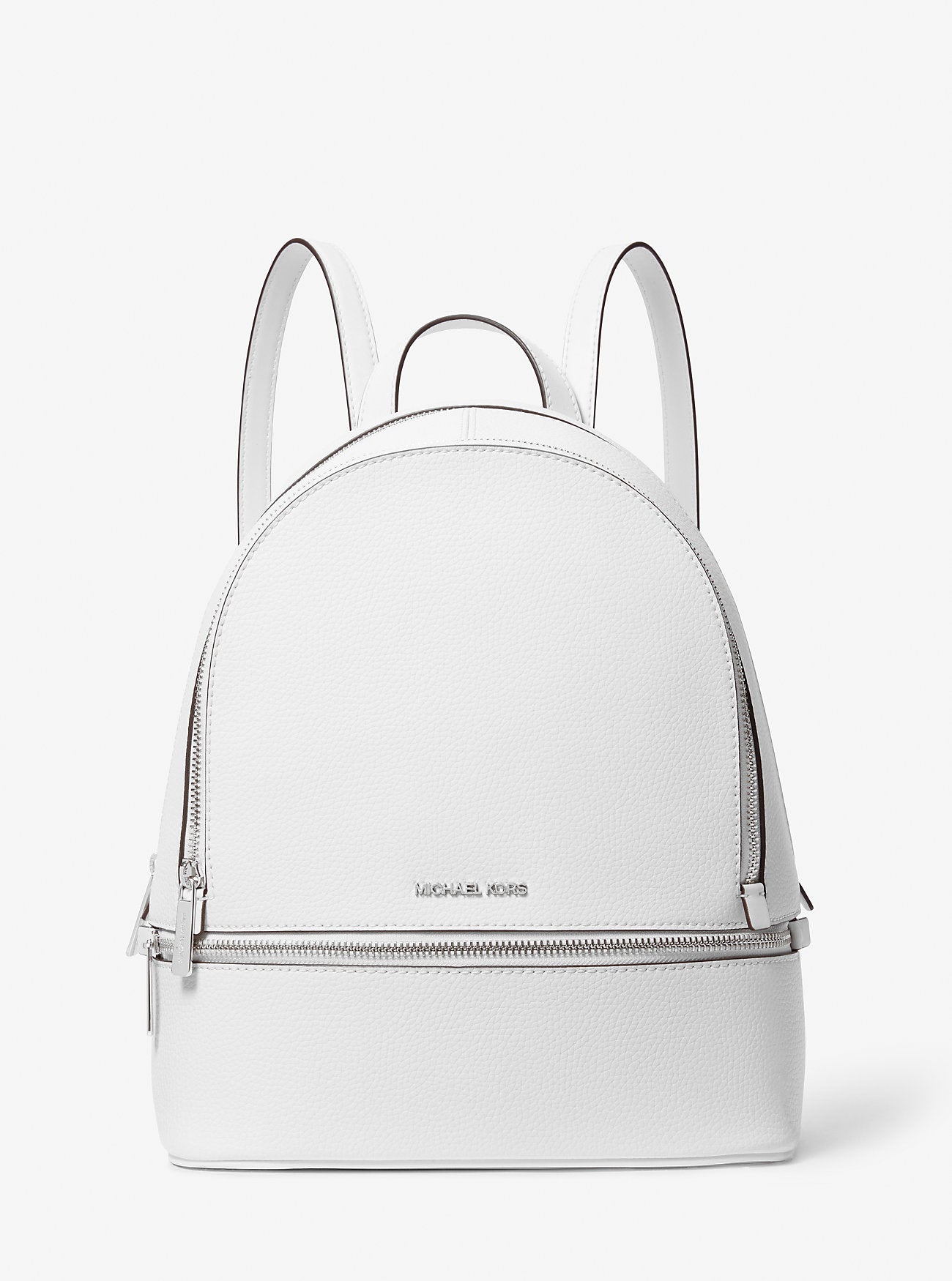 Rhea Medium Pebbled Leather Backpack Optic White Optic White
