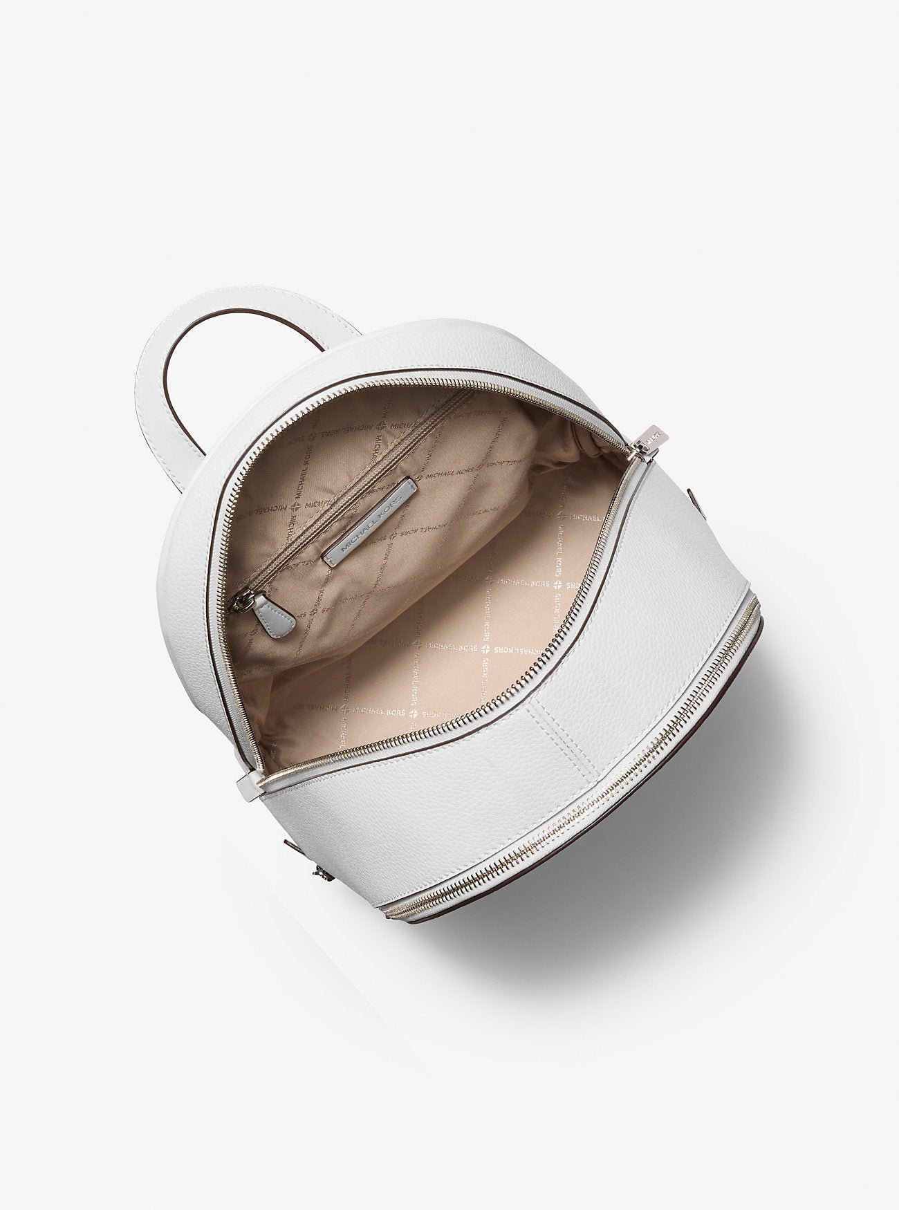 Rhea Medium Pebbled Leather Backpack Optic White Optic White