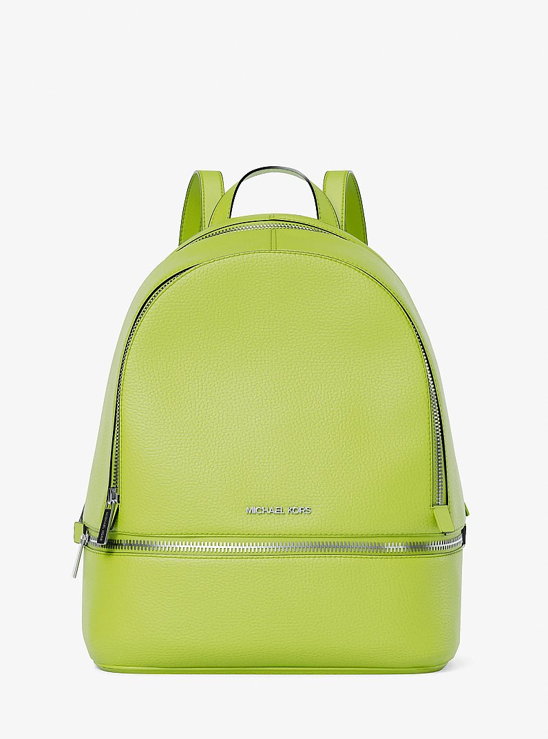 Rhea Medium Pebbled Leather Backpack Lime Lime