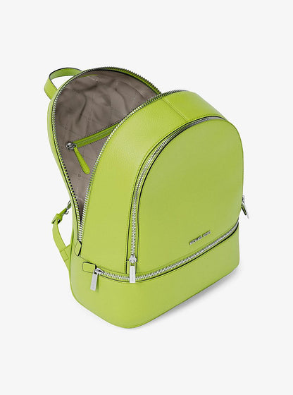 Rhea Medium Pebbled Leather Backpack Lime Lime