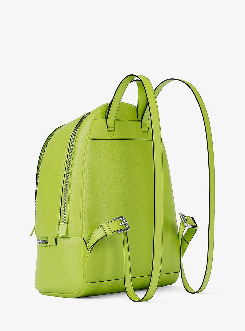 Rhea Medium Pebbled Leather Backpack Lime Lime