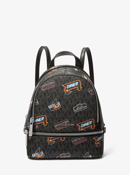 Rhea Extra-Small Printed Signature Logo Backpack Black Black