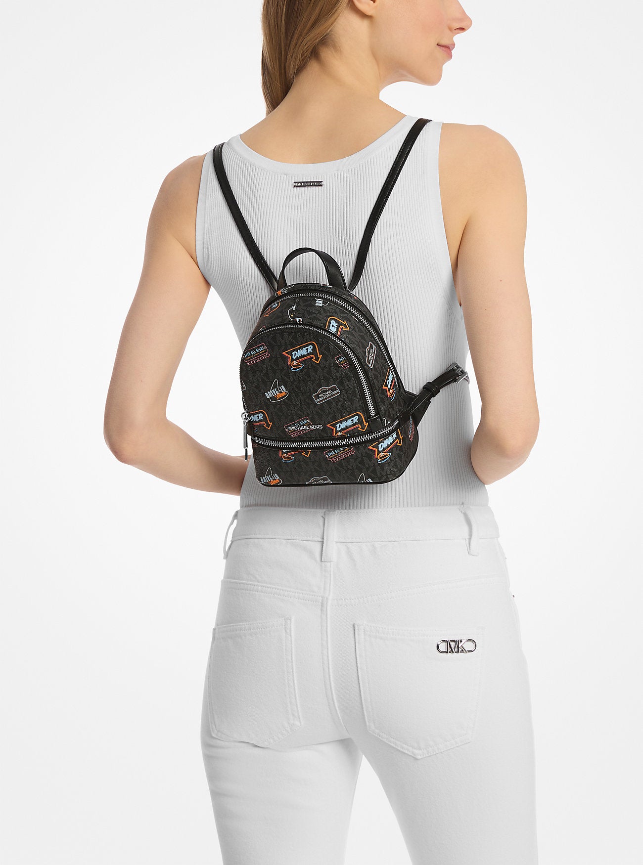 Rhea Extra-Small Printed Signature Logo Backpack Black Black