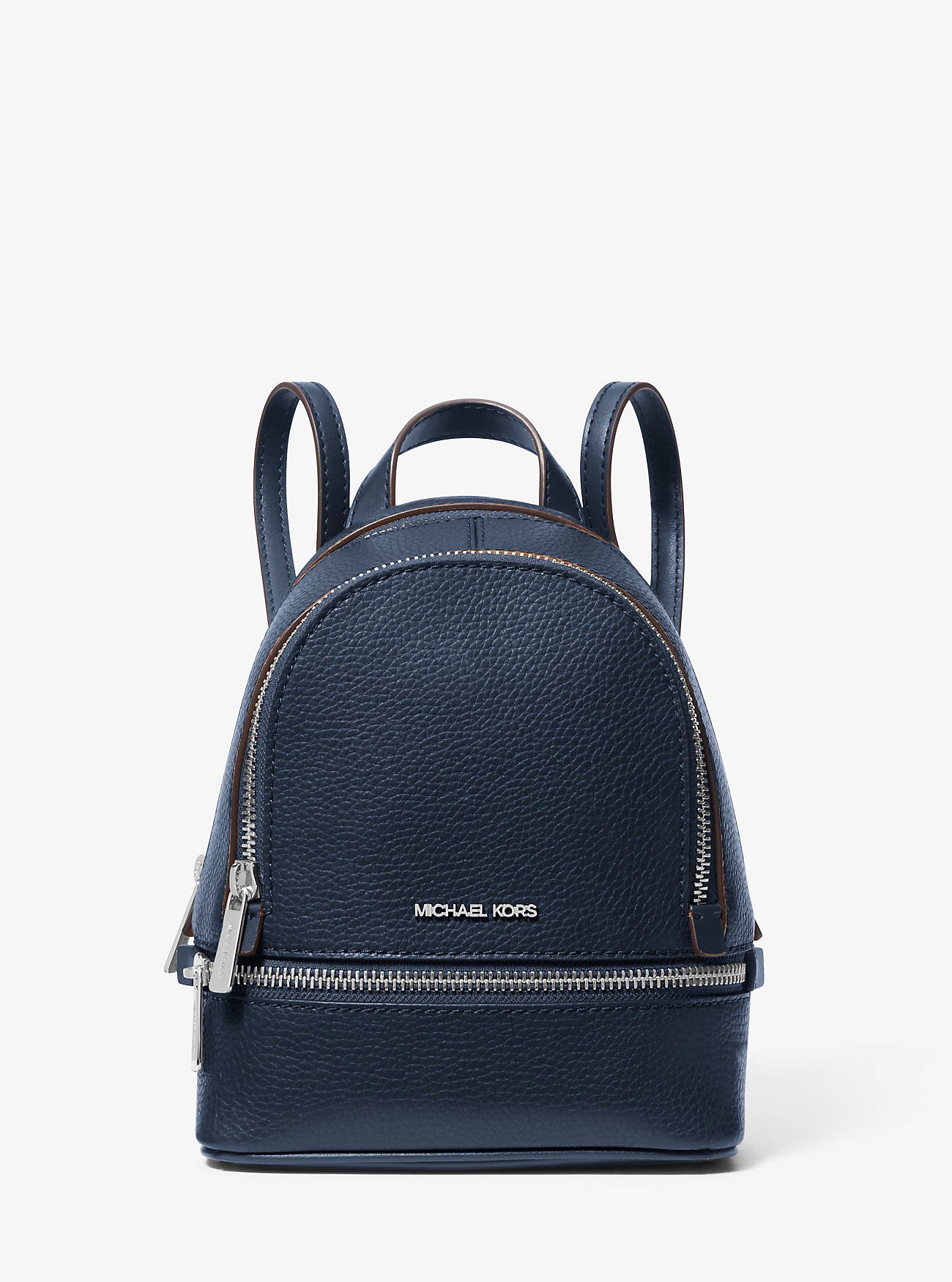 Rhea Extra-Small Pebbled Leather Backpack Navy Navy