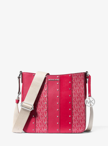 Jet Set Small Studded Patchwork and Signature Logo Crossbody Dark Raspberry Multi Dark Raspberry Multi