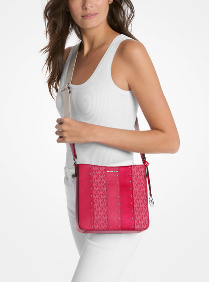 Jet Set Small Studded Patchwork and Signature Logo Crossbody Dark Raspberry Multi Dark Raspberry Multi
