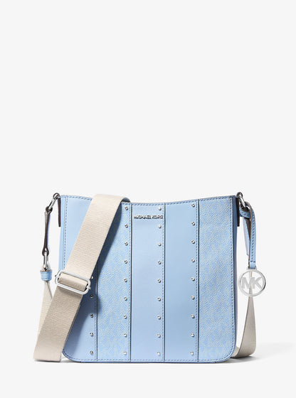 Jet Set Small Studded Patchwork and Signature Logo Crossbody Lt Sky Mlt Lt Sky Mlt