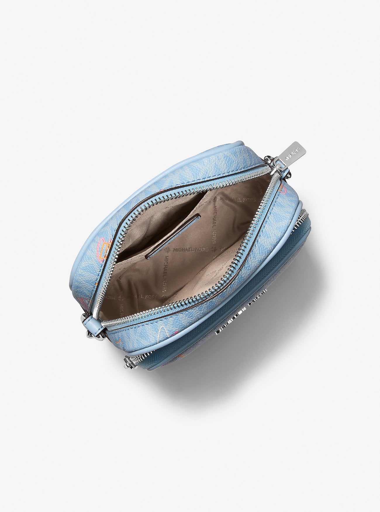 Jet Set Medium Printed Signature Logo Crossbody Bag Light Sky Light Sky