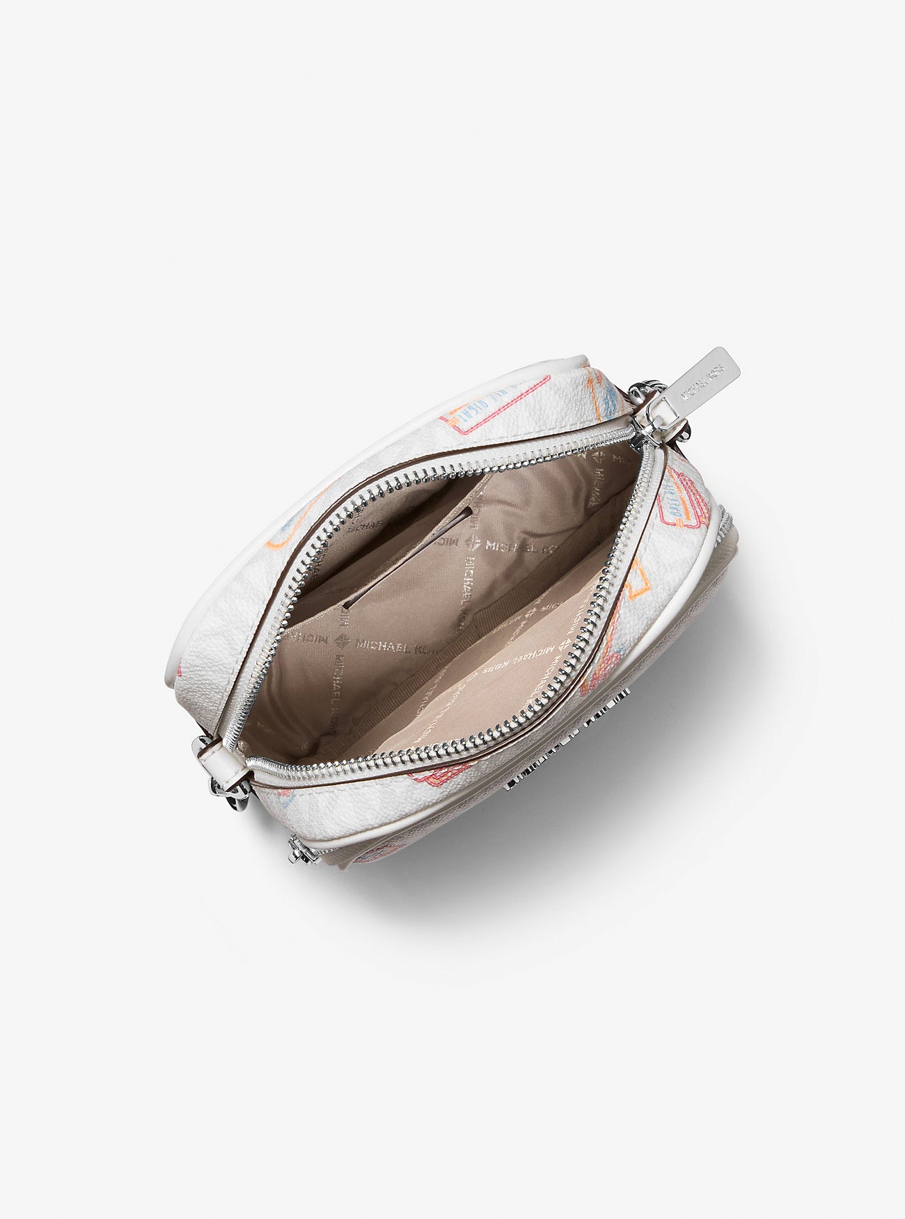 Jet Set Medium Printed Signature Logo Crossbody Bag Optic White Optic White