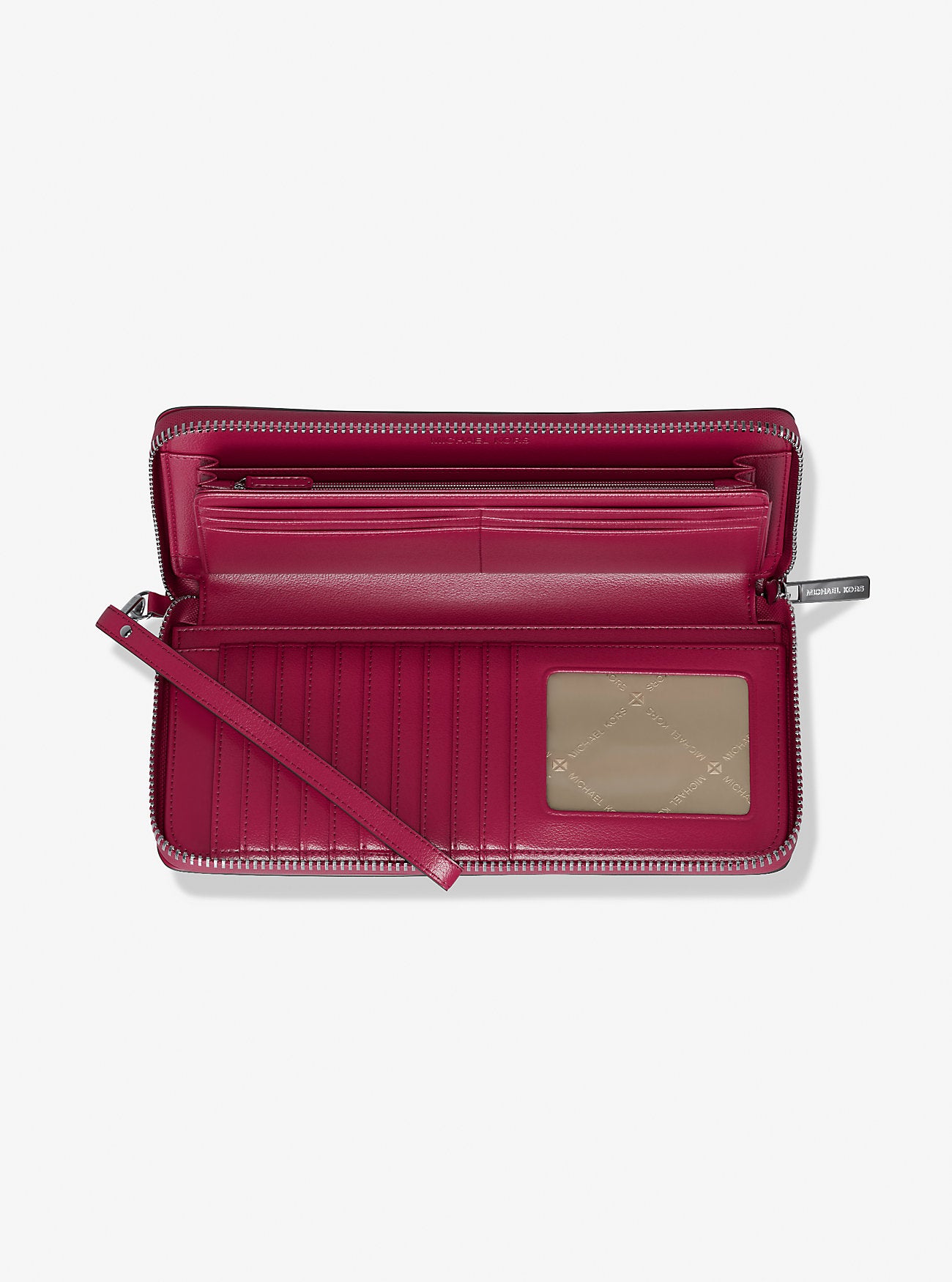 Jet Set Large Studded Patchwork and Signature Logo Continental Wallet Dark Raspberry Multi Dark Raspberry Multi