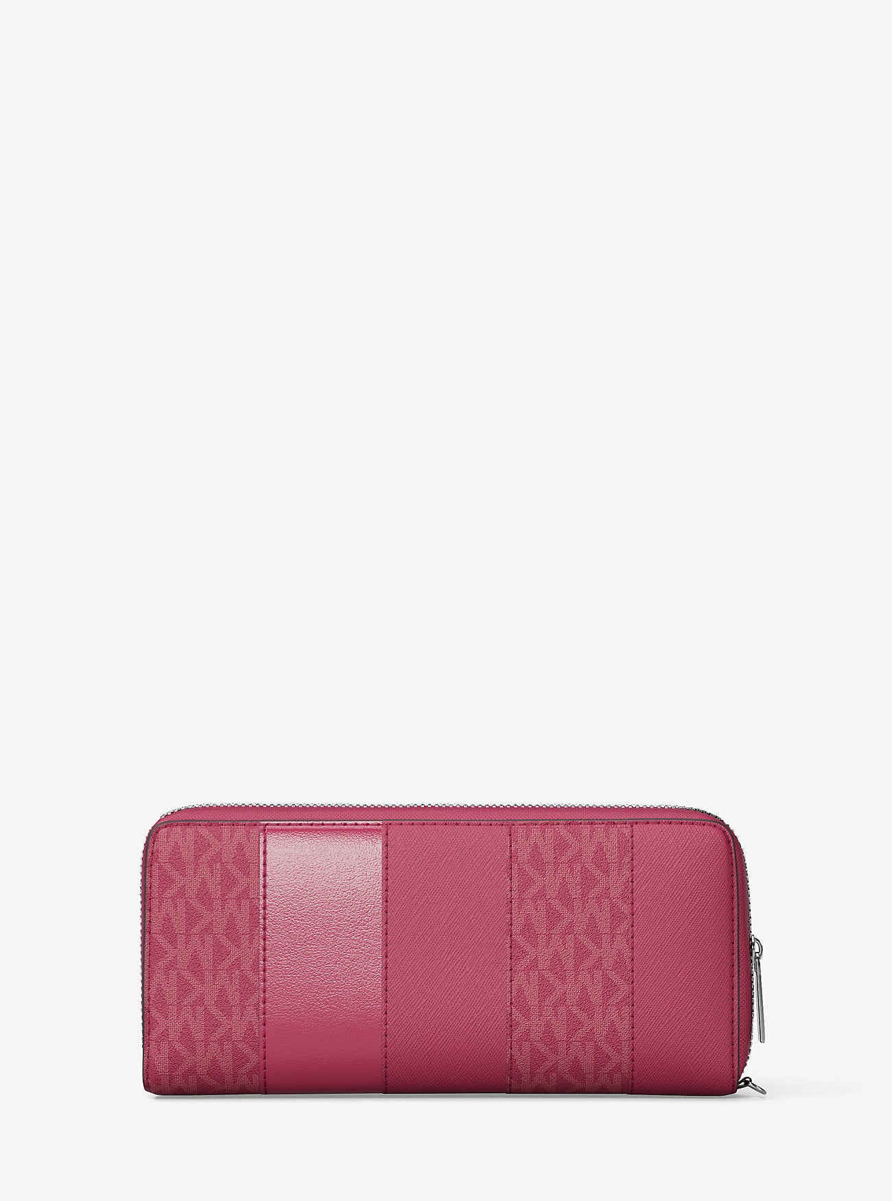 Jet Set Large Studded Patchwork and Signature Logo Continental Wallet Dark Raspberry Multi Dark Raspberry Multi