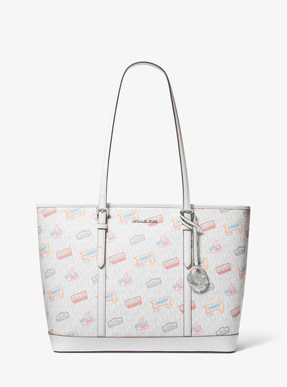Jet Set Large Printed Signature Logo Tote Bag Optic White Optic White