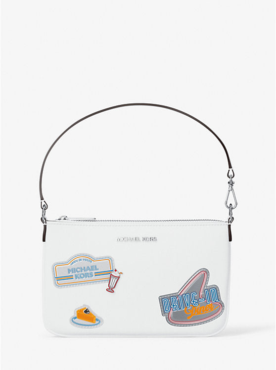 Jet Set Embellished Convertible Wristlet Optic White