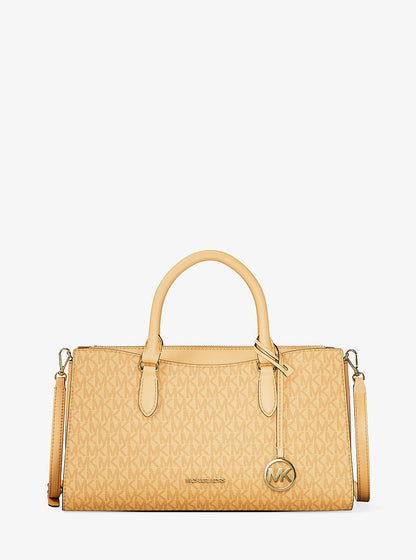 Arden Medium Signature Logo Top-Zip Satchel Honeywheat Honeywheat