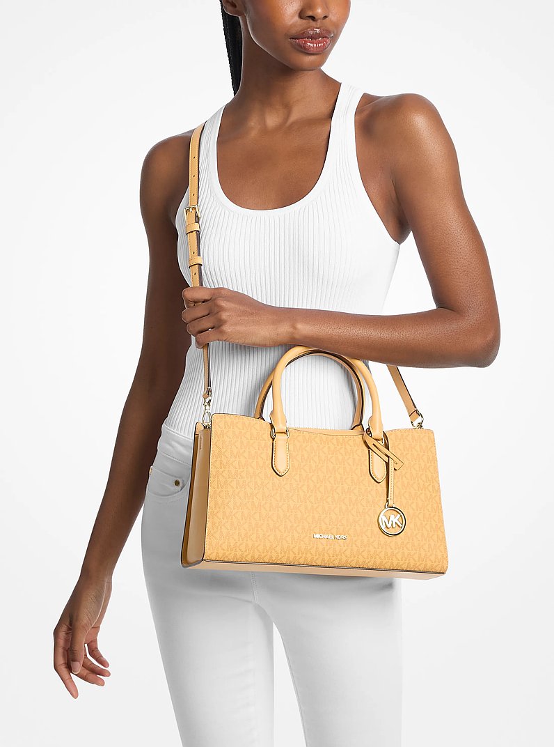 Arden Medium Signature Logo Top-Zip Satchel Honeywheat Honeywheat