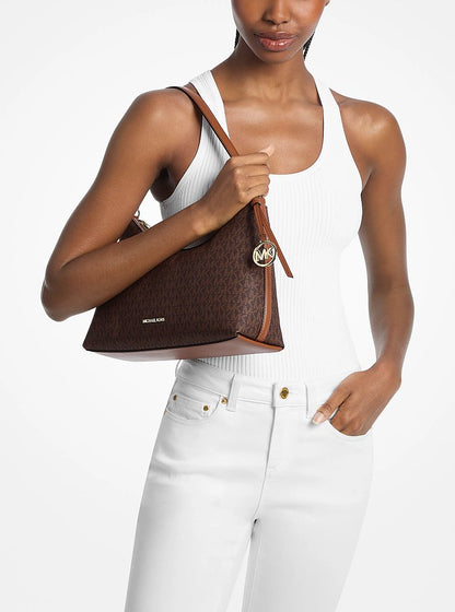 Sammy Medium Signature Logo Convertible Shoulder Bag Brown Brown