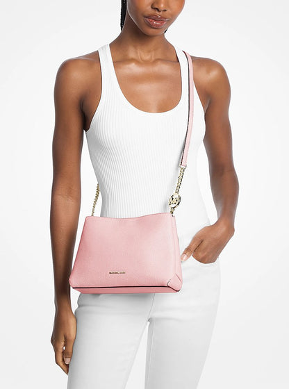 Christina Small Pebbled Leather Crossbody Bag Powder Blush Powder Blush
