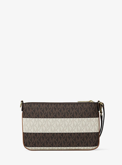 Jet Set Travel Small Striped Signature Logo Convertible Wristlet Vanilla-Luggage Vanilla-Luggage