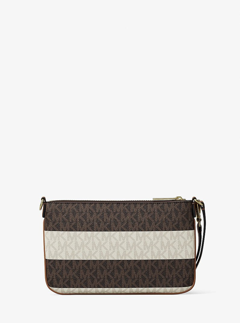 Jet Set Travel Small Striped Signature Logo Convertible Wristlet Vanilla-Luggage Vanilla-Luggage