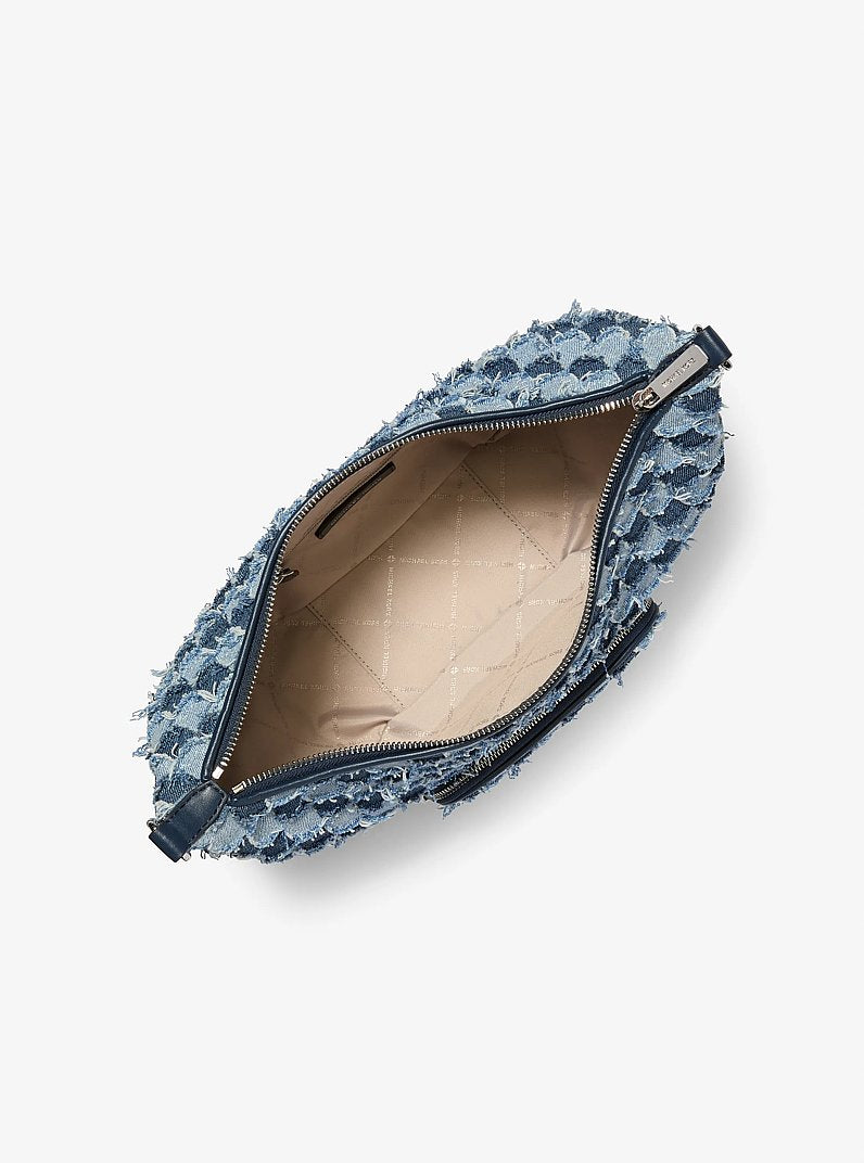 Merritt Medium Patchwork Denim Convertible Shoulder Bag Washed Denim Washed Denim
