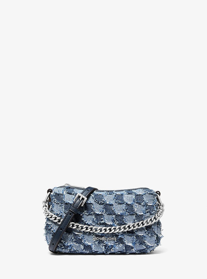 Carmela Small Patchwork Denim Convertible Crossbody Bag Washed Denim Washed Denim
