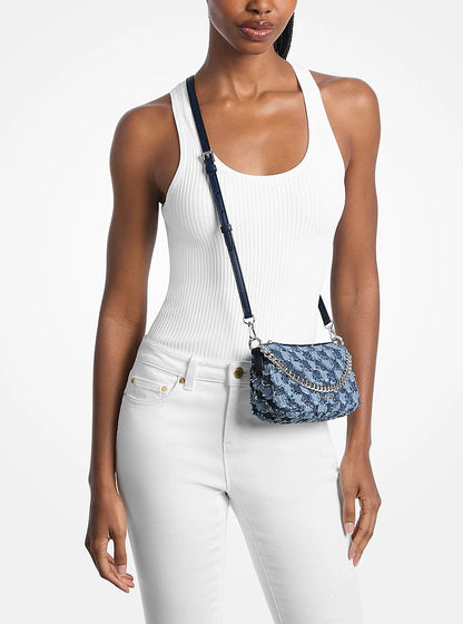 Carmela Small Patchwork Denim Convertible Crossbody Bag Washed Denim Washed Denim