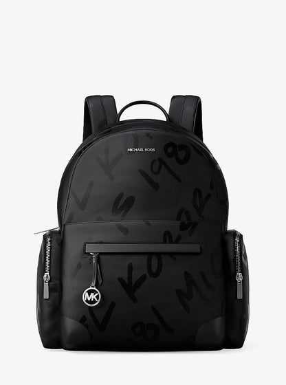 Prescott Large Printed Nylon Backpack Black Black