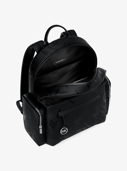 Prescott Large Printed Nylon Backpack Black Black