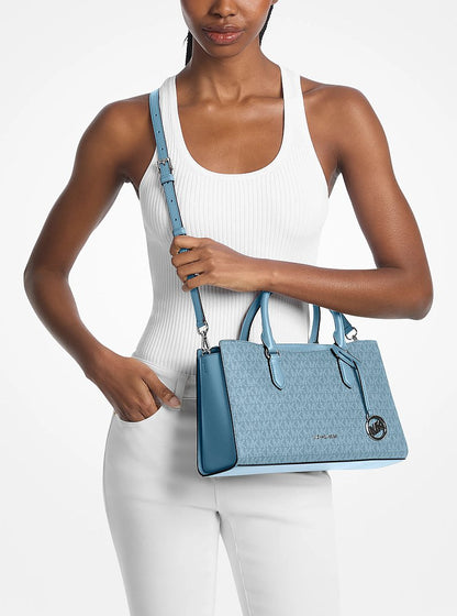Arden Medium Top-Zip Satchel Denim Denim