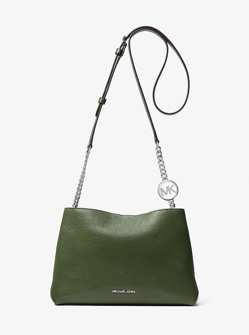 Christina Small Pebbled Leather Crossbody Bag Amazon Green Amazon Green