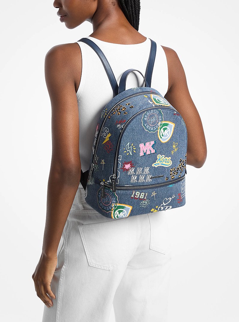 Rhea Medium Embellished Denim Backpack Washed Denim Washed Denim