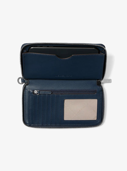 Jet Set Travel Large Striped Signature Logo Smartphone Wallet Navy Navy