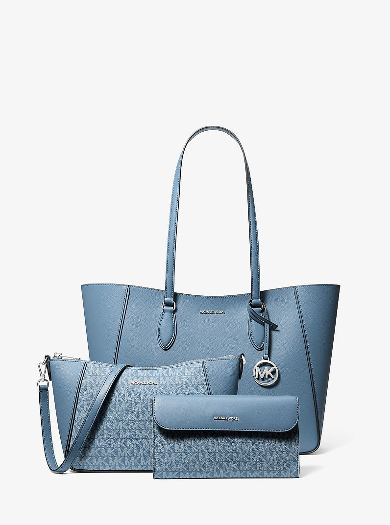 Jet Set Travel Large Signature Logo 3-in-1 Tote Bag Denim Denim