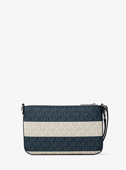 Jet Set Travel Striped Signature Logo Convertible Wristlet Navy Navy