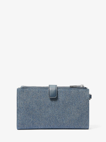 Jet Set Travel Embellished Denim Wristlet Washed Denim Washed Denim