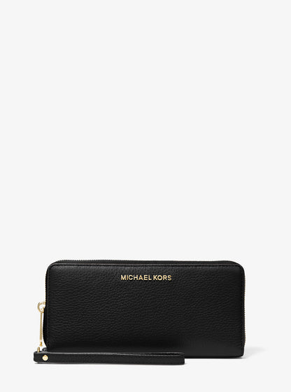 Jet Set Travel Large Pebbled Leather Wristlet Black Black