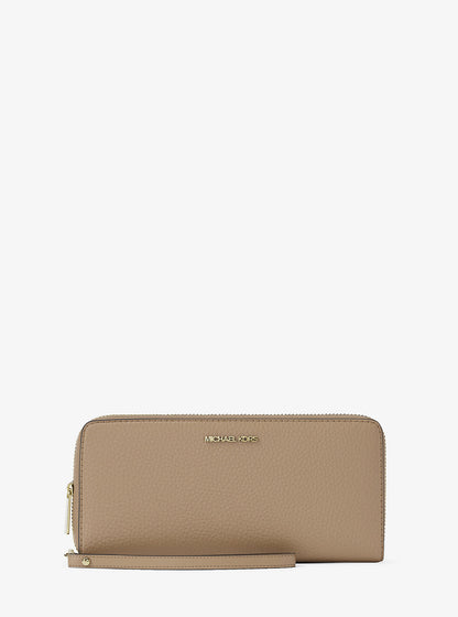 Jet Set Travel Large Pebbled Leather Wristlet Camel Camel