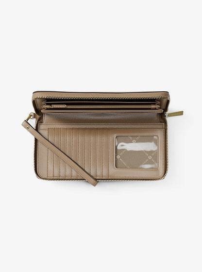 Jet Set Travel Large Pebbled Leather Wristlet Camel Camel