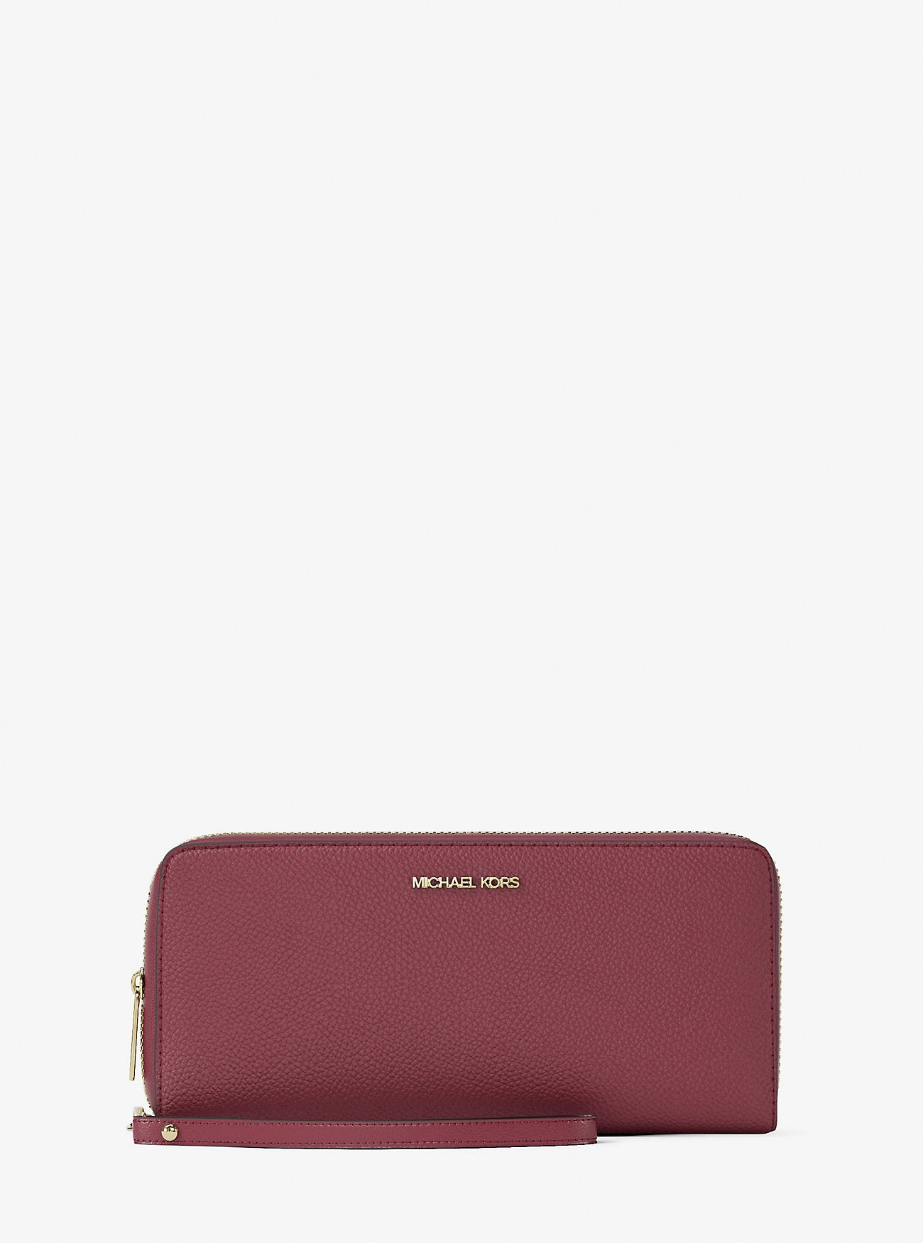Jet Set Travel Large Pebbled Leather Wristlet Cherry Cherry