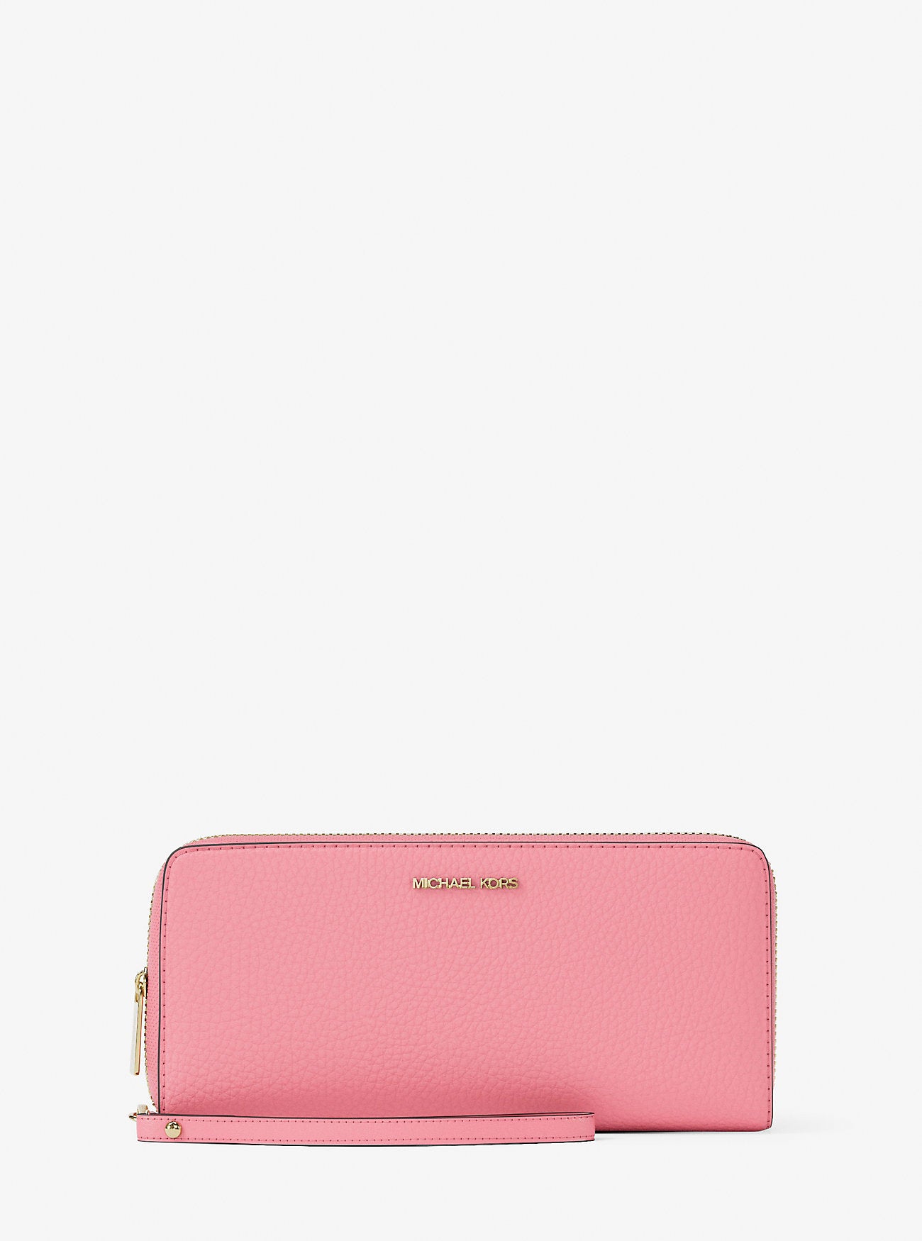 Jet Set Travel Large Pebbled Leather Wristlet Carnation Carnation