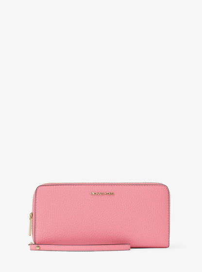 Jet Set Travel Large Pebbled Leather Wristlet Carnation Carnation