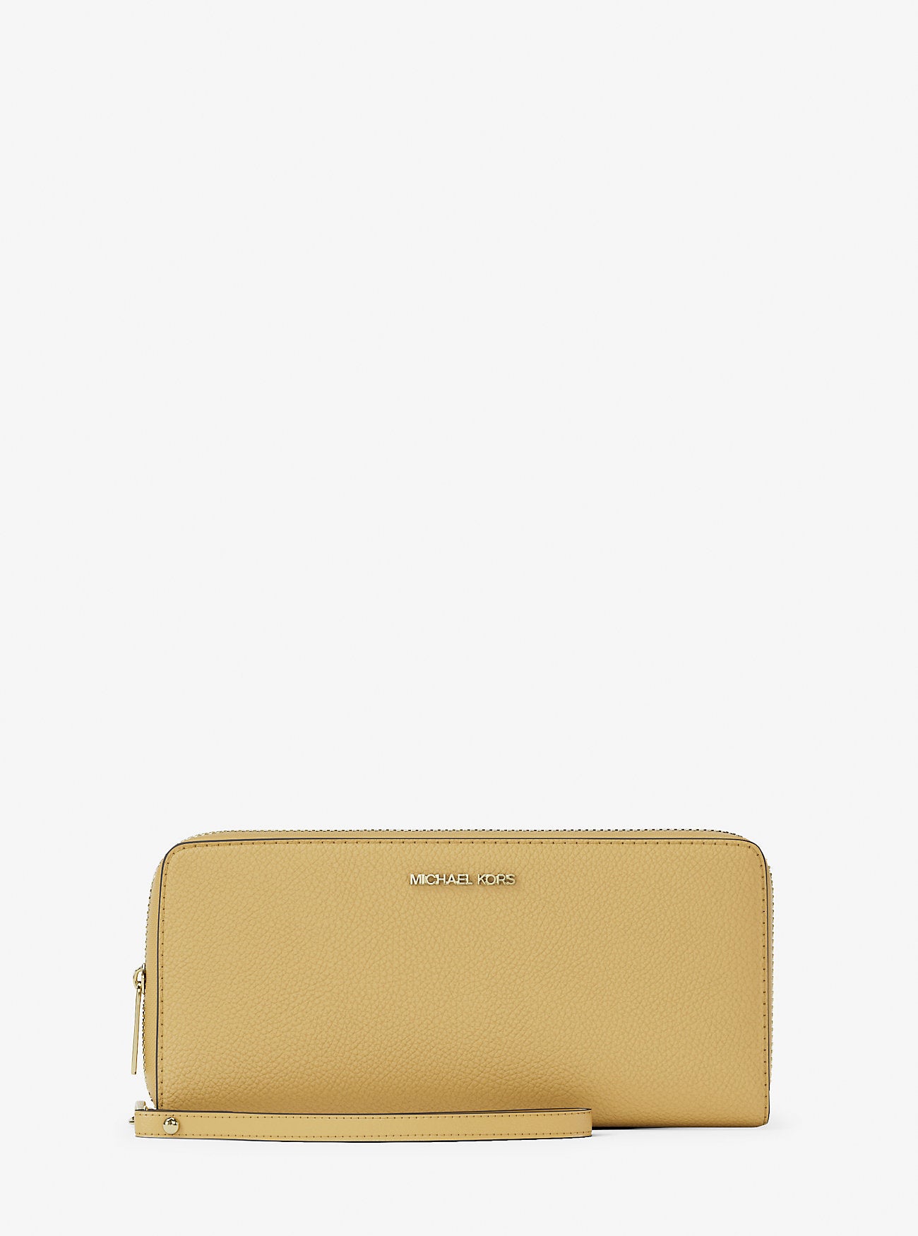 Jet Set Travel Large Pebbled Leather Wristlet Honey Honey