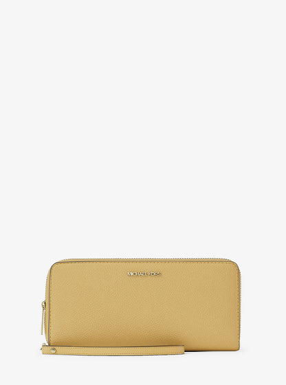 Jet Set Travel Large Pebbled Leather Wristlet Honey Honey