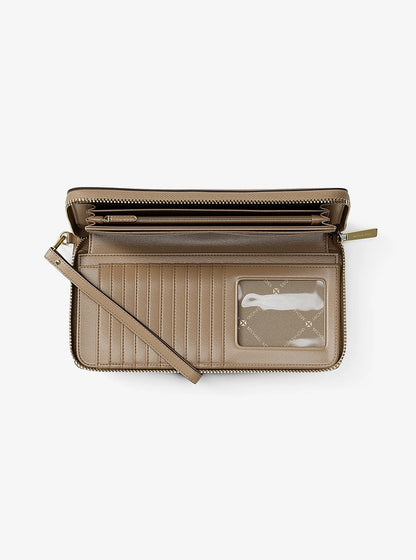 Jet Set Travel Large Pebbled Leather Wristlet Camel Camel